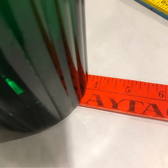 Forest Green Ribbed Flared Glass Flower Vase -NAPCO - Picture 9 of 9